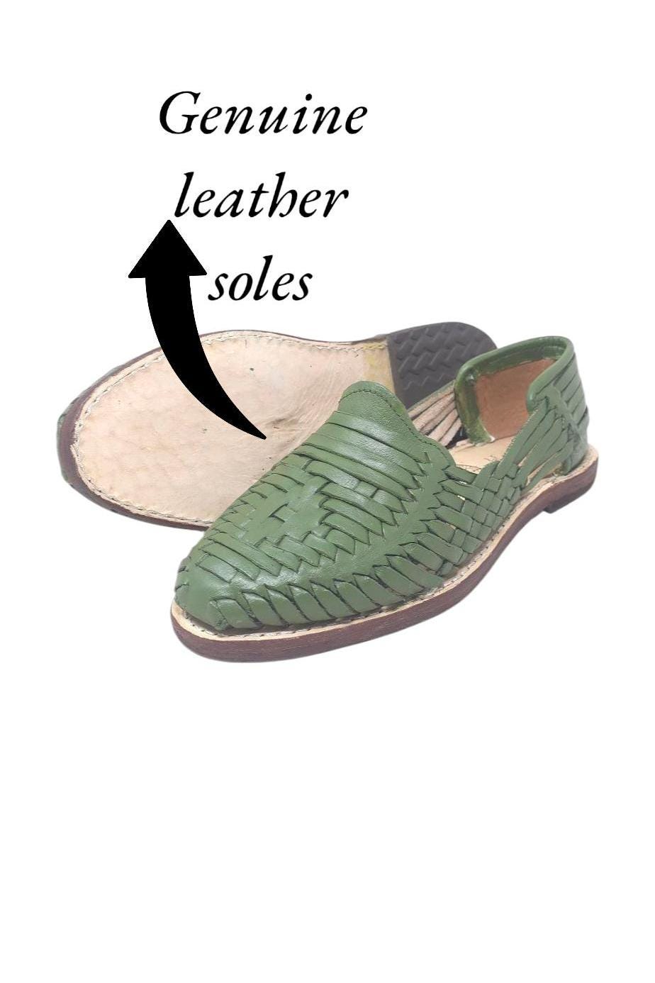 Mexican Huaraches for Women in Avocado Color – Handmade Sandals with Genuine Leather Sole