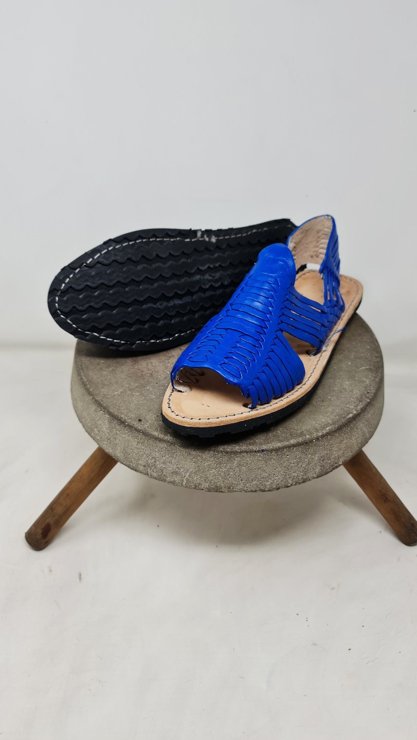 Exclusive Blue Mexican Huaraches for Men | Durable Rubber Sole | Authentic and Handmade from Mexico