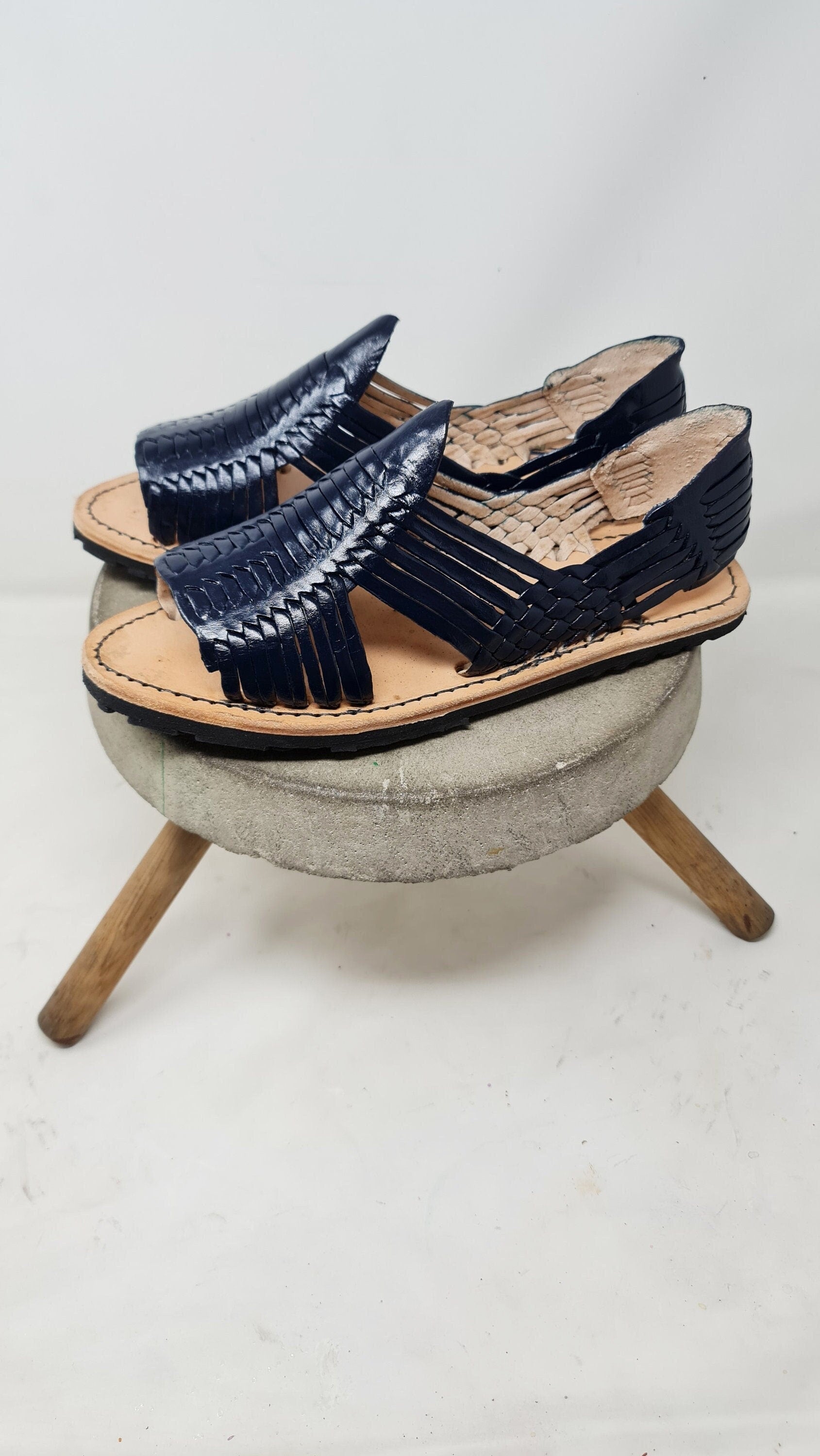 Handmade Huarache Sandals for Men in Navy Blue - Unique and Comfortable Design
