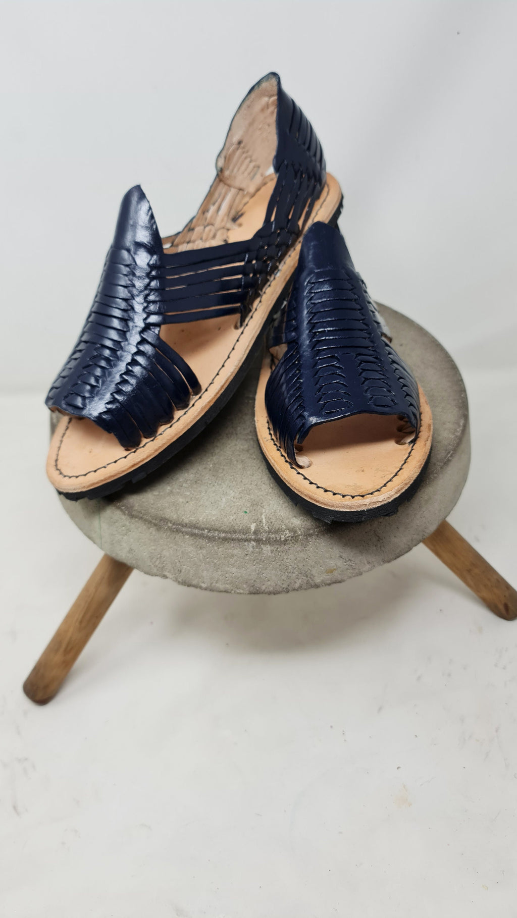 Handmade Huarache Sandals for Men in Navy Blue - Unique and Comfortable Design