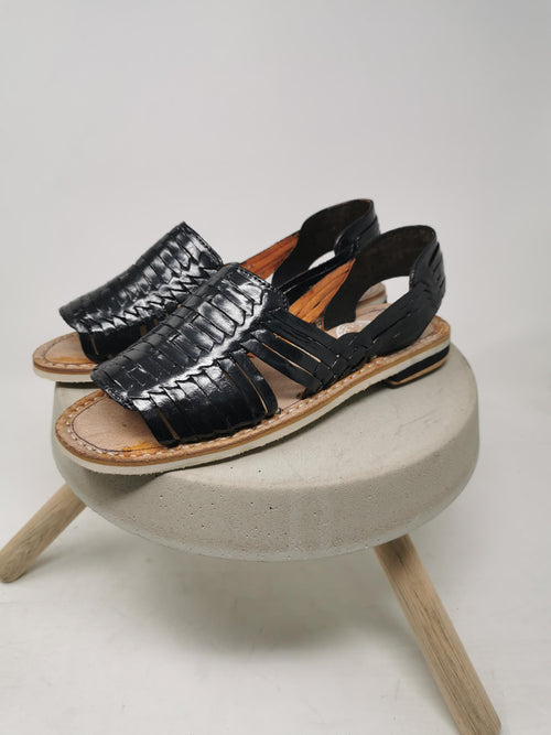 Black Huaraches for women, leather sandals