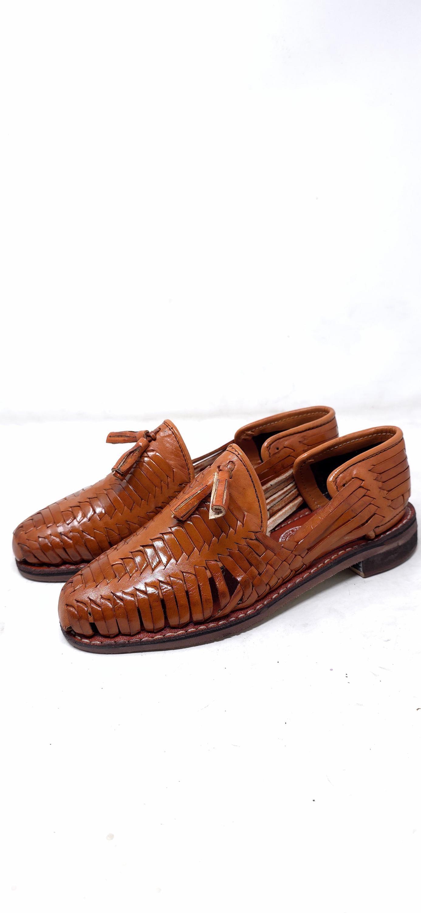 Women's Huaraches with Tassels | Handmade Closed-Toe Huaraches in Shedron and Russet Colors. All Sizes