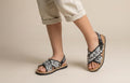 Handmade huaraches for children, brown or black leather sandals with white thread, buckle, made in Mexico