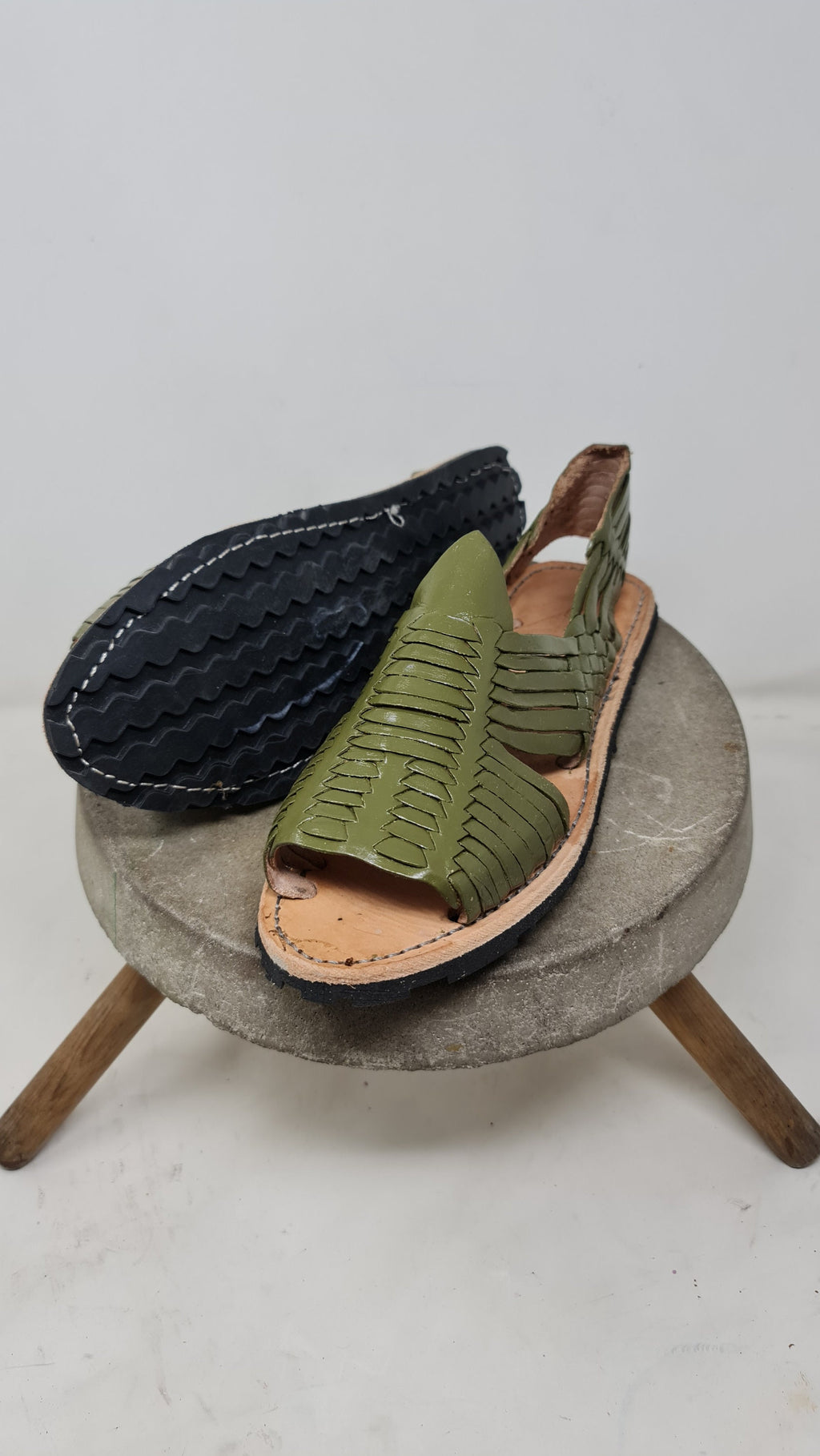 Men's Mexican Huaraches Avocado Green - Open Toe - Durable Rubber Sole - Exclusive Footwear - Direct Shipping from Mexico