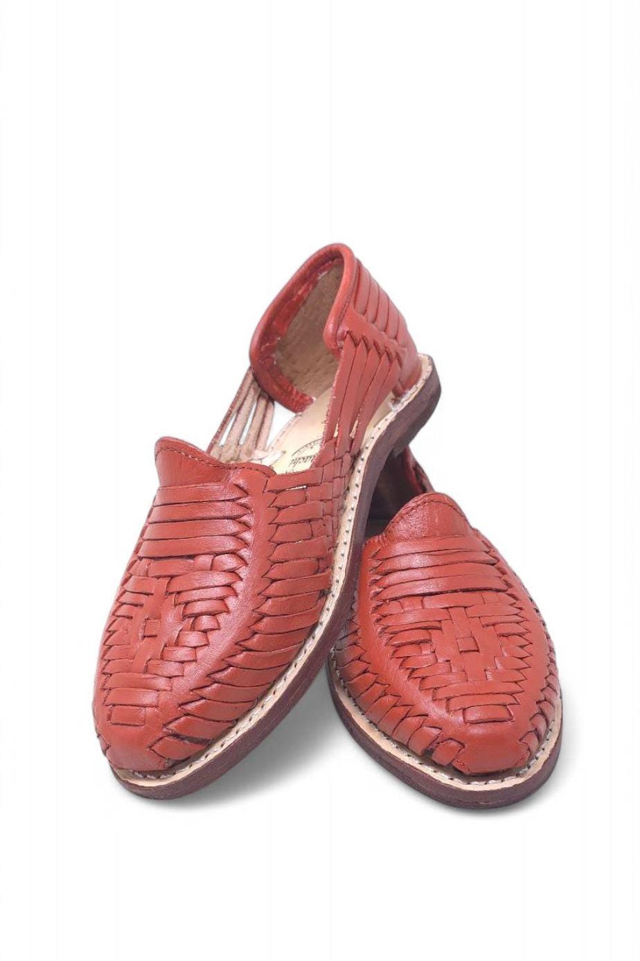 Women's Mexican Huaraches in Brick Color – Authentic Leather Sandals, Comfortable and Fresh, Handmade
