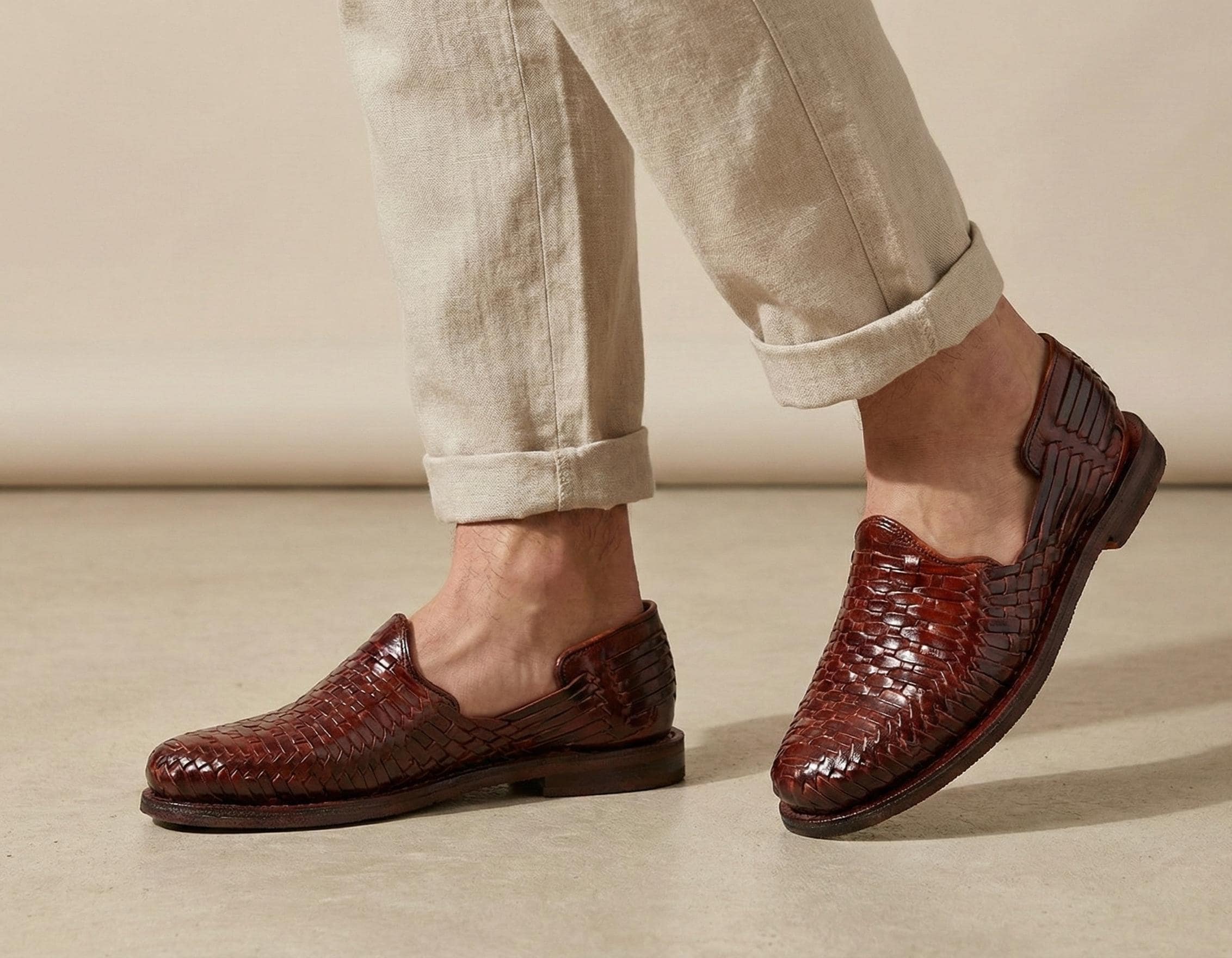 Stylish Closed-Toe Huaraches for Men | Burgundy | Mexican Leather Sandal | Men’s Artisanal Sandal, All Sizes Boho
