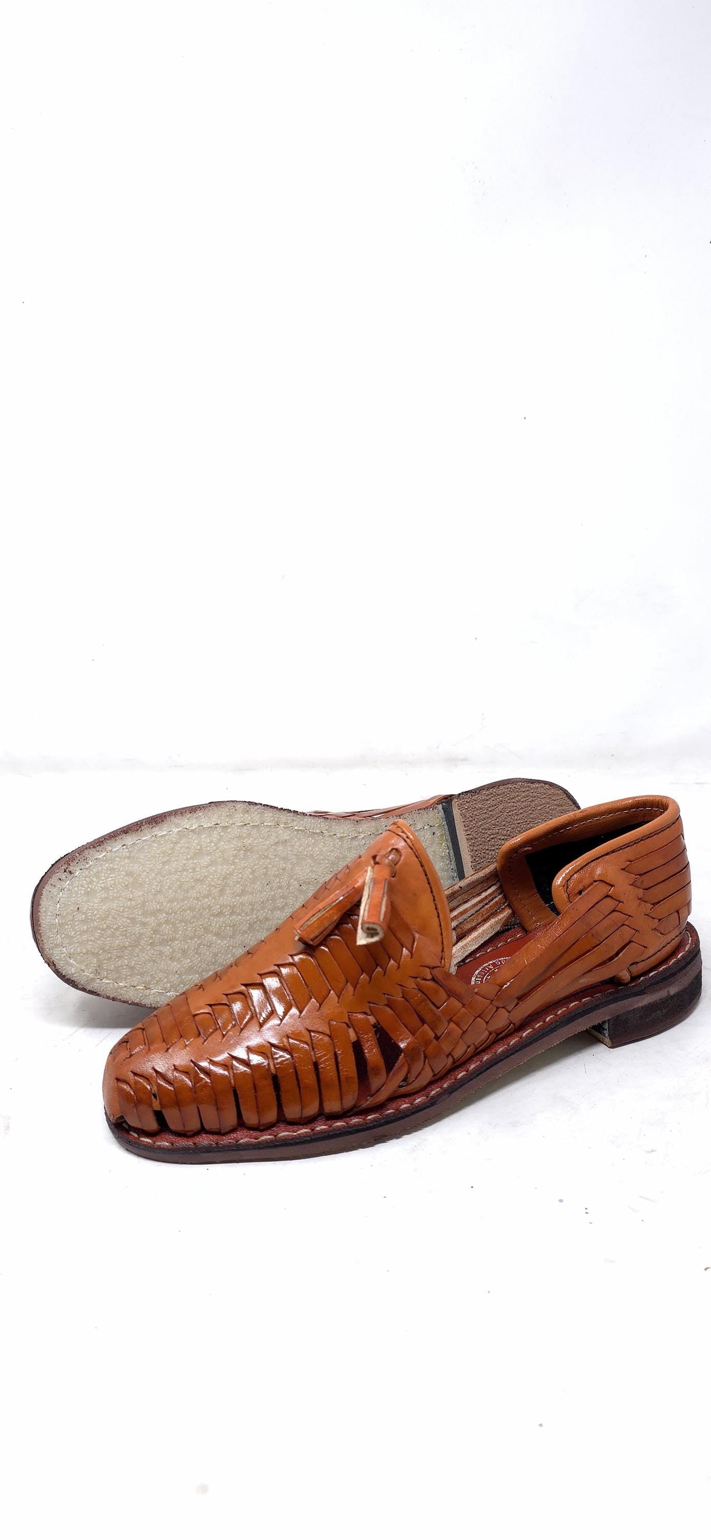 Women's Huaraches with Tassels | Handmade Closed-Toe Huaraches in Shedron and Russet Colors. All Sizes