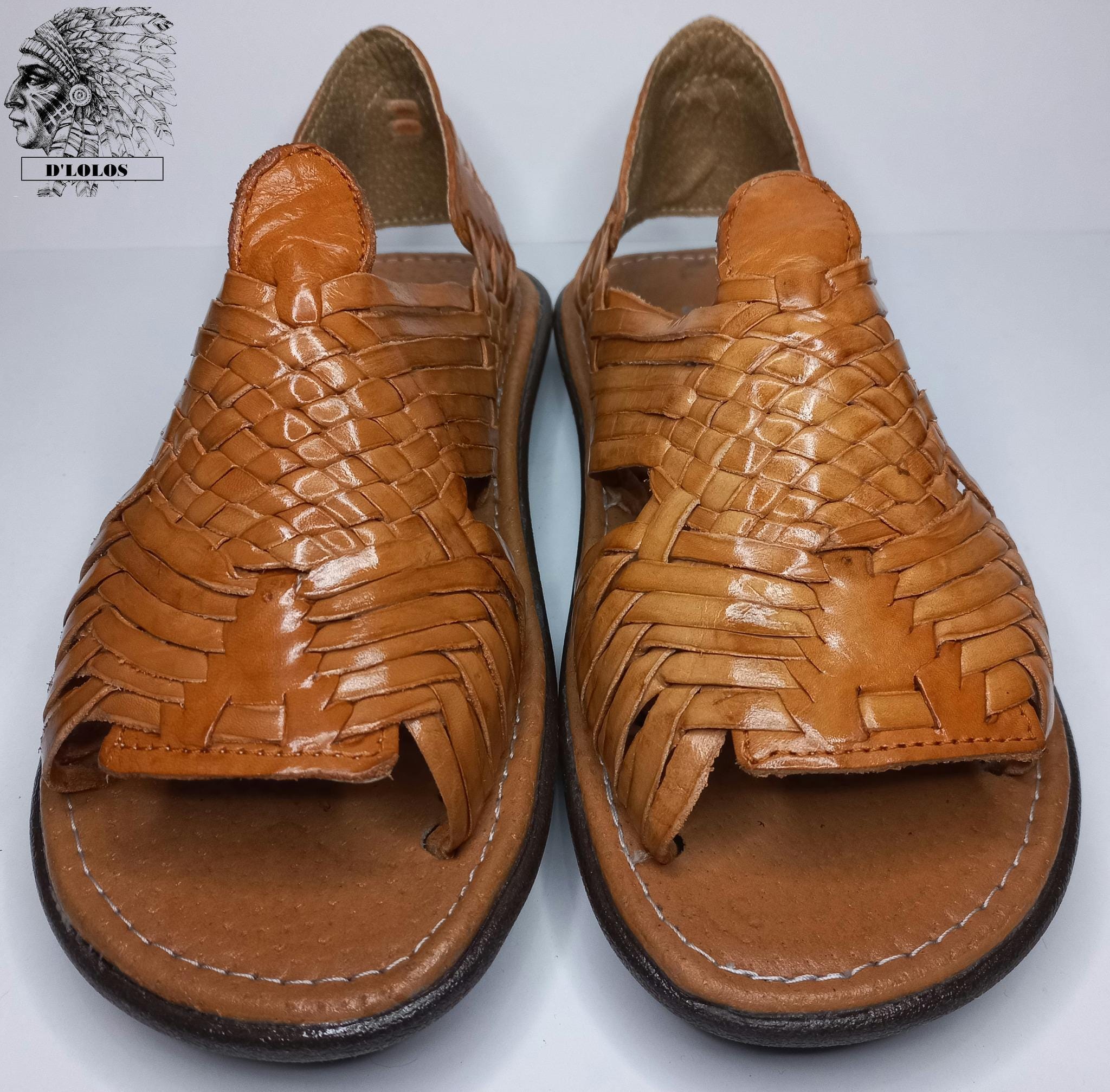 Men's Open Toe Huaraches | Hand-Woven Leather | Cushioned Insole | Honey, Reddish Brown or Black | 7-12 US
