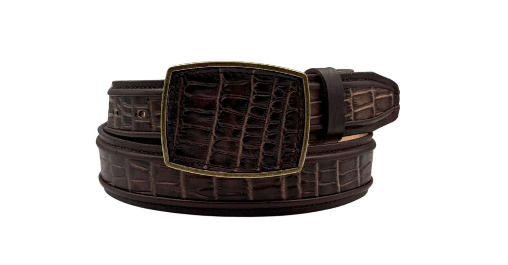 Croc-Embossed Leather Belt – 40 mm, Black or Brown – Kwarachi