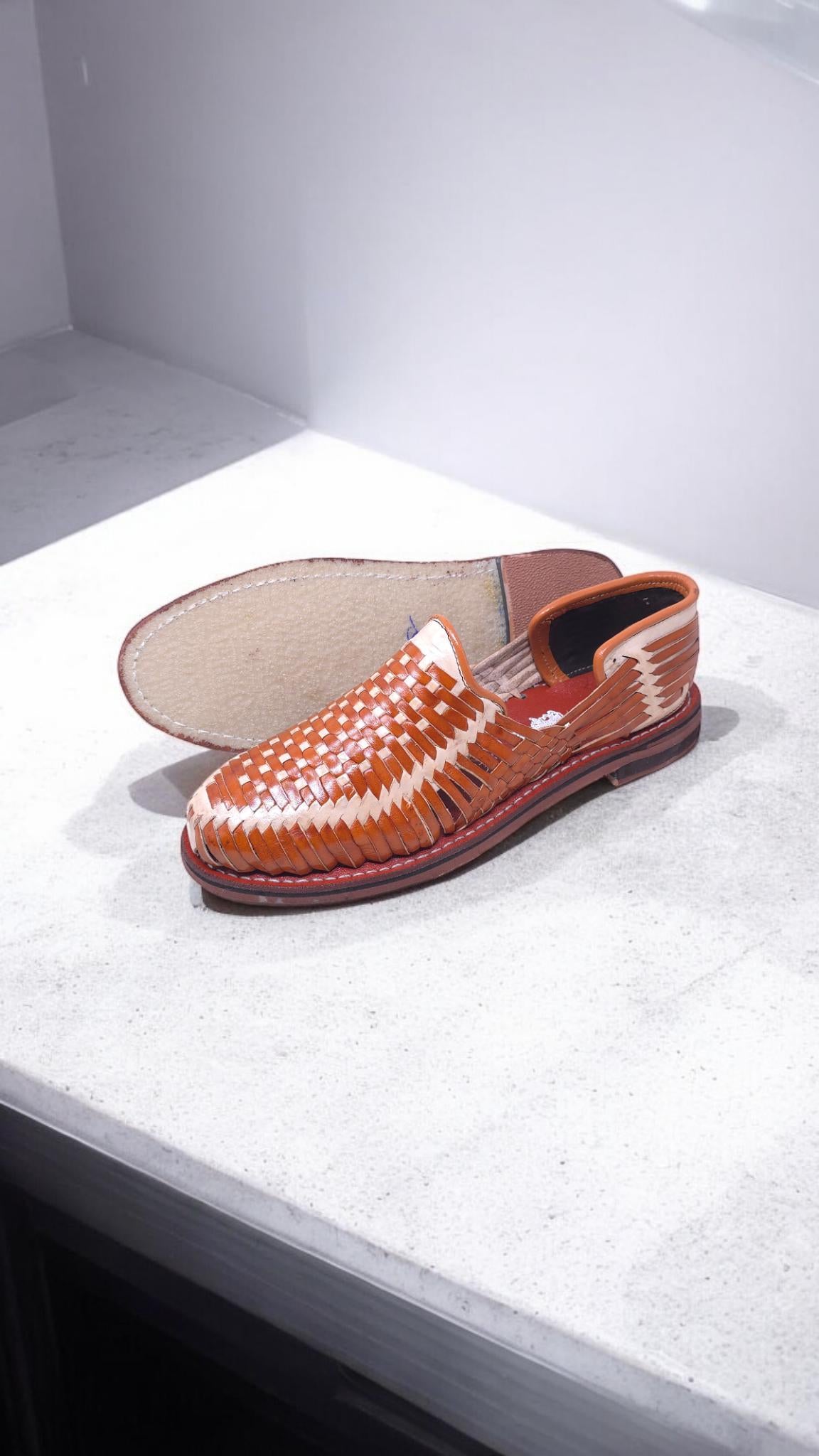 Men's Closed-Toe Huaraches | Handmade Leather Huaraches with Rubber Sole | Brown/Tan and Shedron/Natural Colors