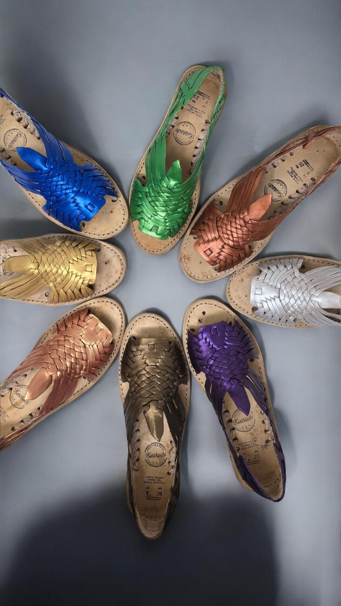 Colorful Artisan Metallic Huaraches for Women - Handmade Mexican Sandals in US Sizes 5-10