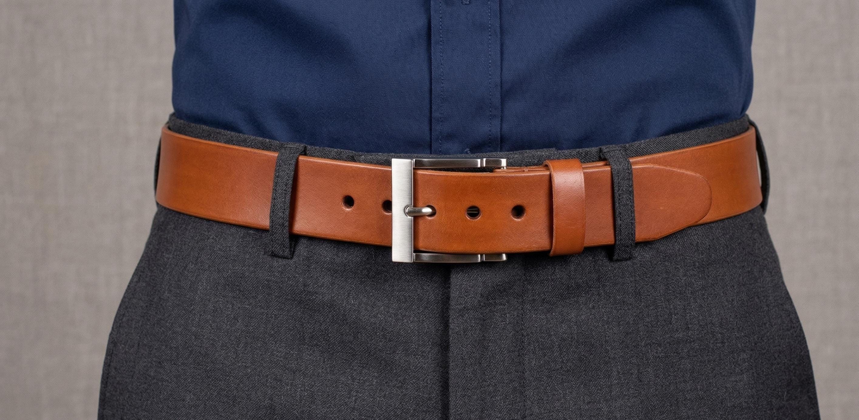 40mm leather dress belt, single-piece oiled leather belt with square buckle