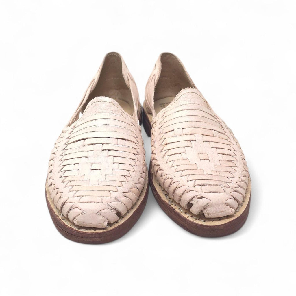 Women's closed-toe huaraches, genuine natural leather, leather sole, made in Mexico