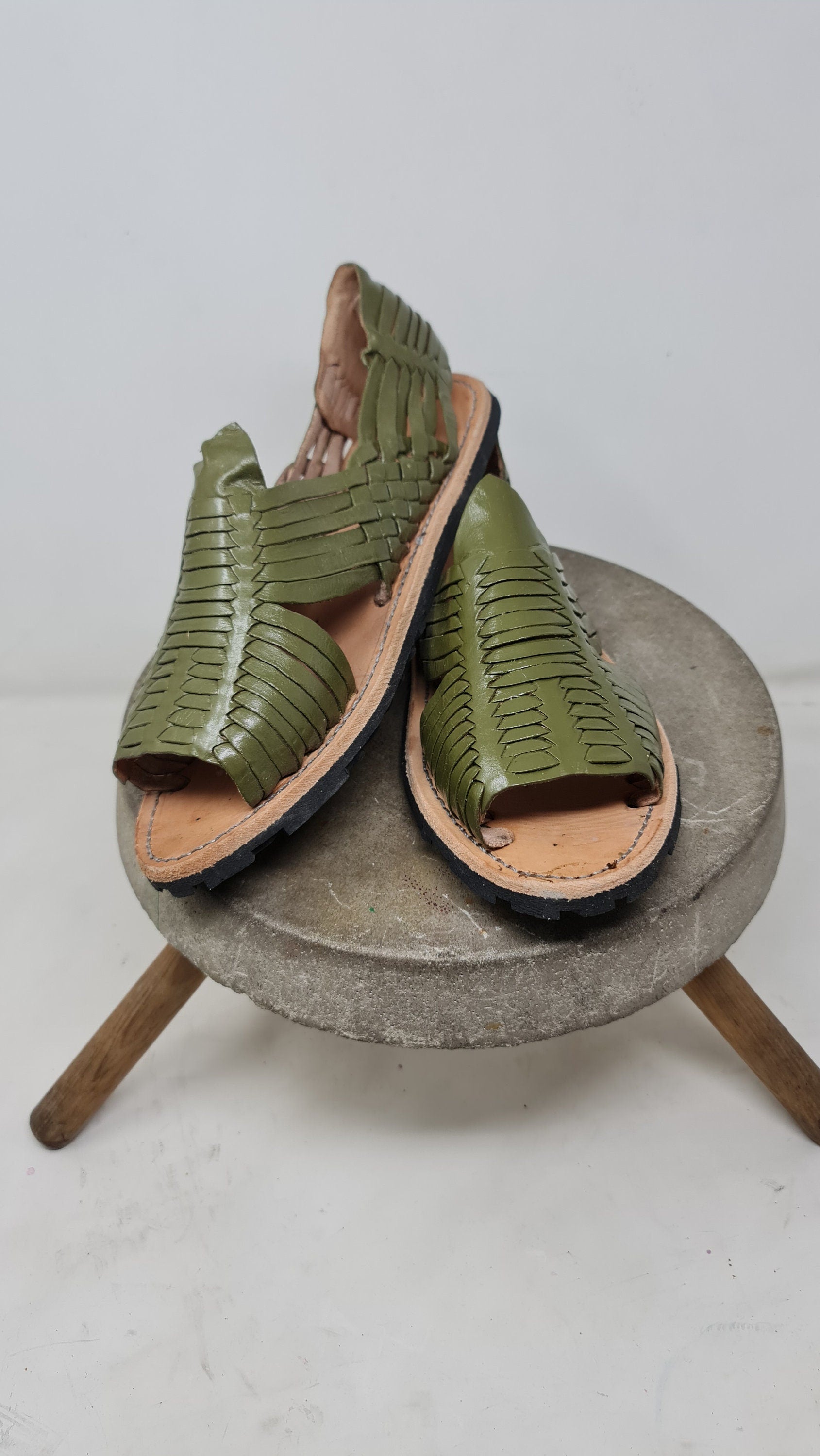 Men's Mexican Huaraches Avocado Green - Open Toe - Durable Rubber Sole - Exclusive Footwear - Direct Shipping from Mexico