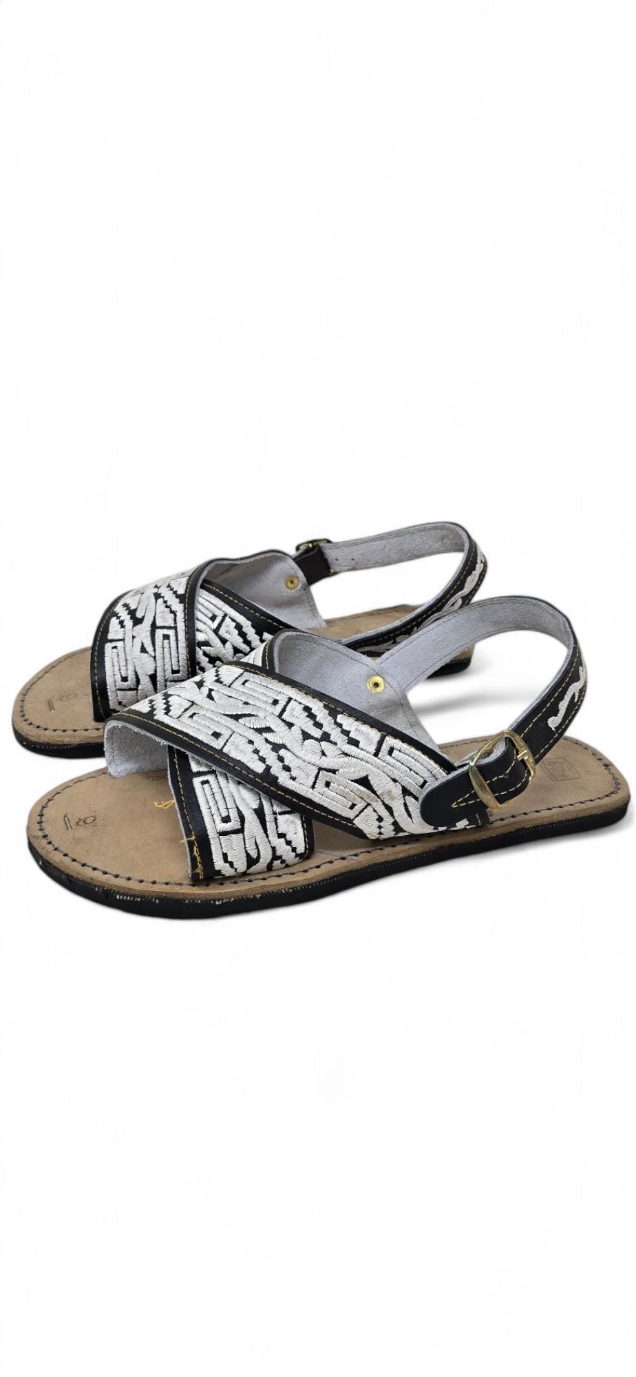 Embroidered cross-strap huaraches for men, available in three colors