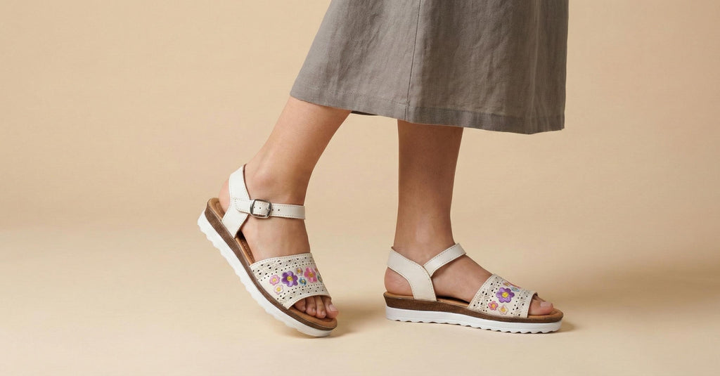 Handmade huaraches for women with embroidered flowers | Ankle strap and high sole | Comfortable, cool, and colorful