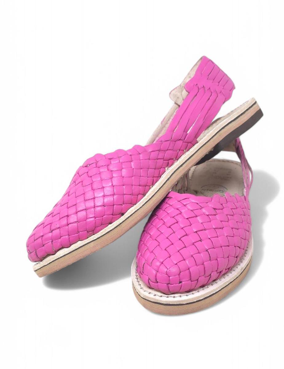 Mexican Huaraches for women in hot pink - Handmade leather sandals - Comfortable and cool footwear - Made in Mexico