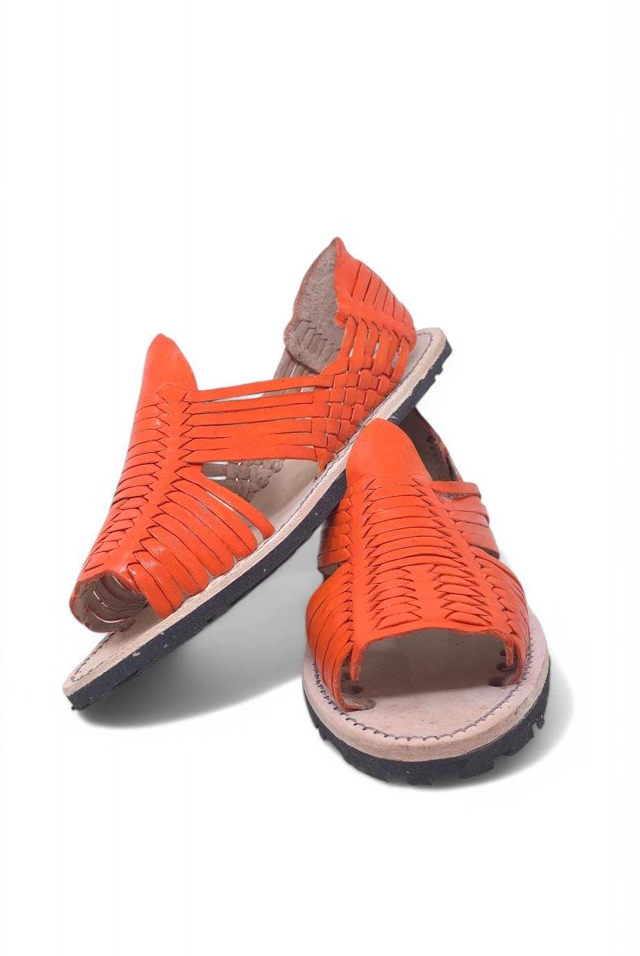 Orange Men's Huaraches - Sizes 7-12 US | Comfortable, Cool, and with Thick Rubber Sole | Eye-Catching Design