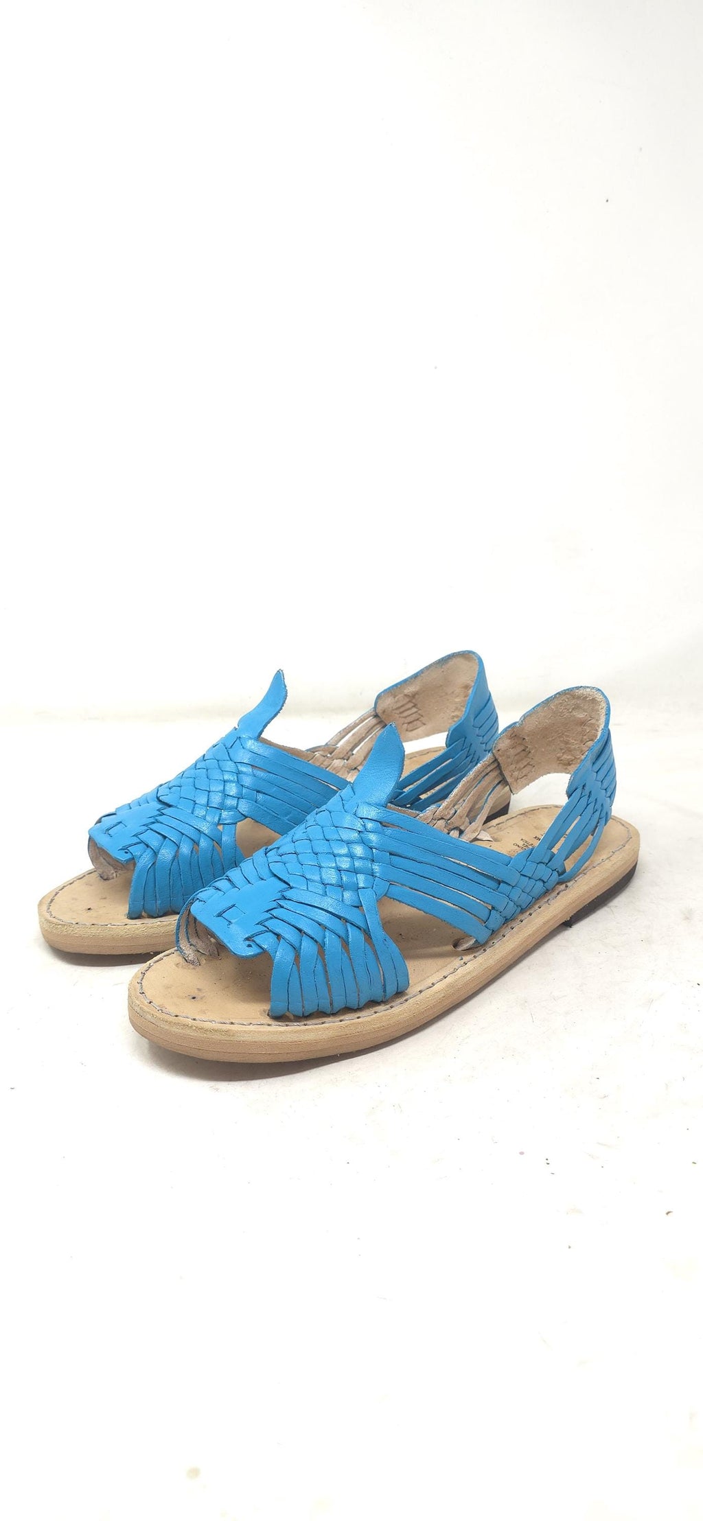 Mexican Huaraches for women, Pachuco, genuine leather, aqua color, open toe, made in Mexico