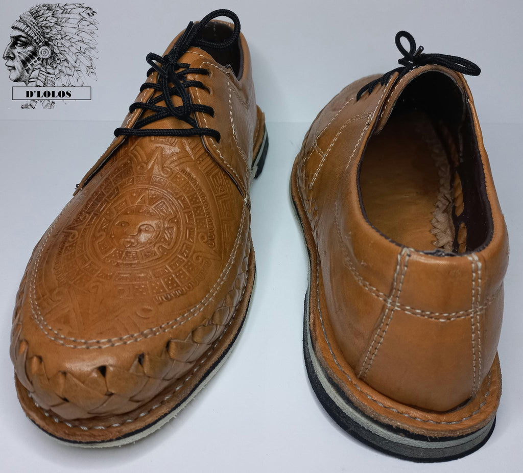 Huaraches con agujetas para hombre – grabado calendario azteca