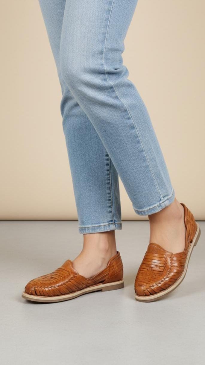 Women's Mexican Huaraches in Walnut Color | Authentic, Comfortable, and Classic | Ships Directly from Mexico