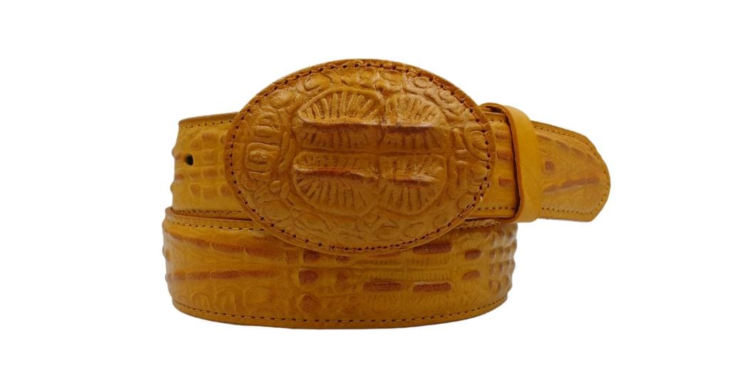 Men's imitation crocodile cowboy belt in embossed cowhide, 40mm wide, handmade belt in honey brown or black