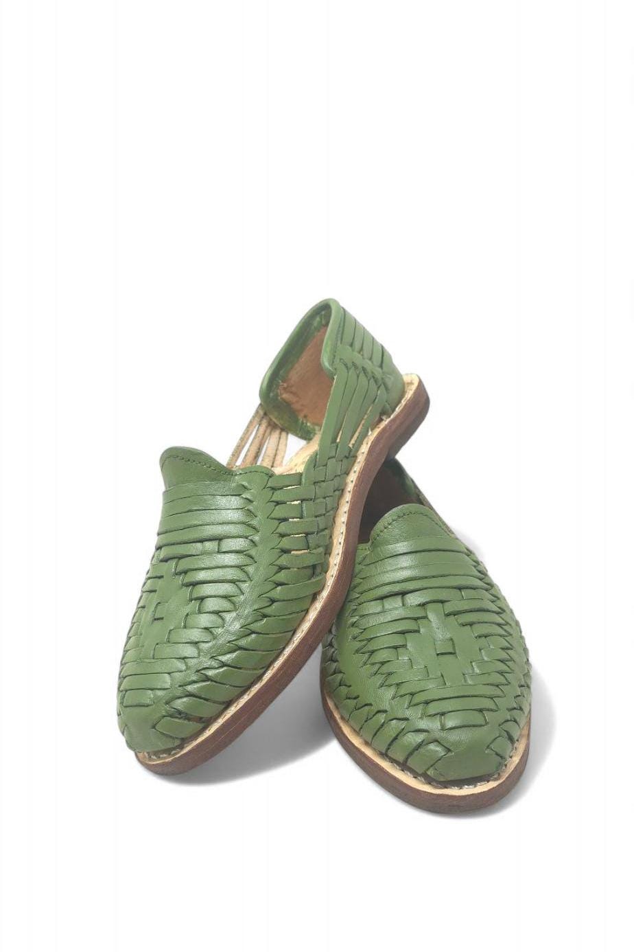 Mexican Huaraches for Women in Avocado Color – Handmade Sandals with Genuine Leather Sole