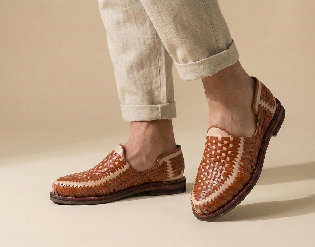 Huaraches cerrados para hombre – cuero, suela de goma
