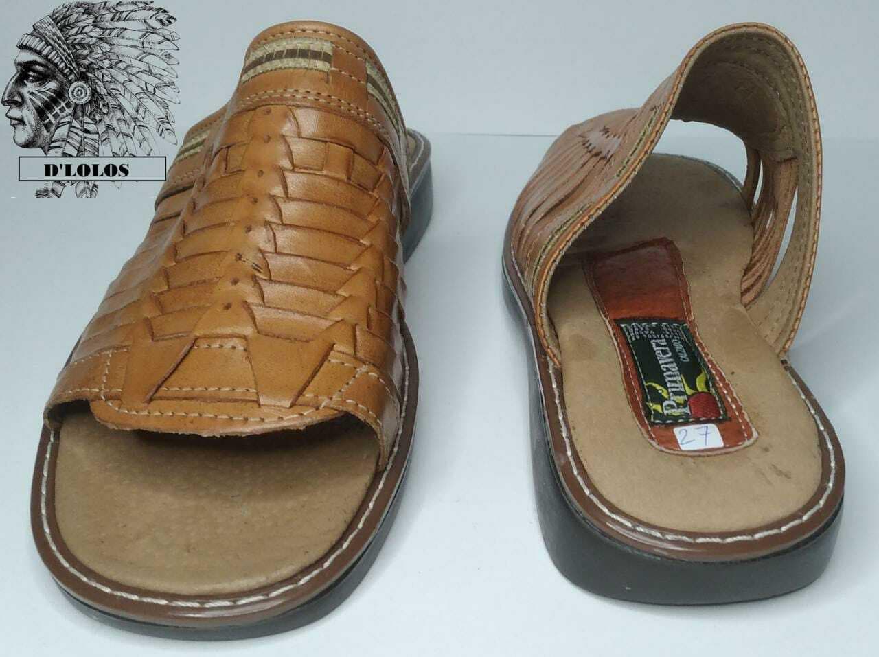 Men's slip-on leather mule huaraches, bottom view of the sole