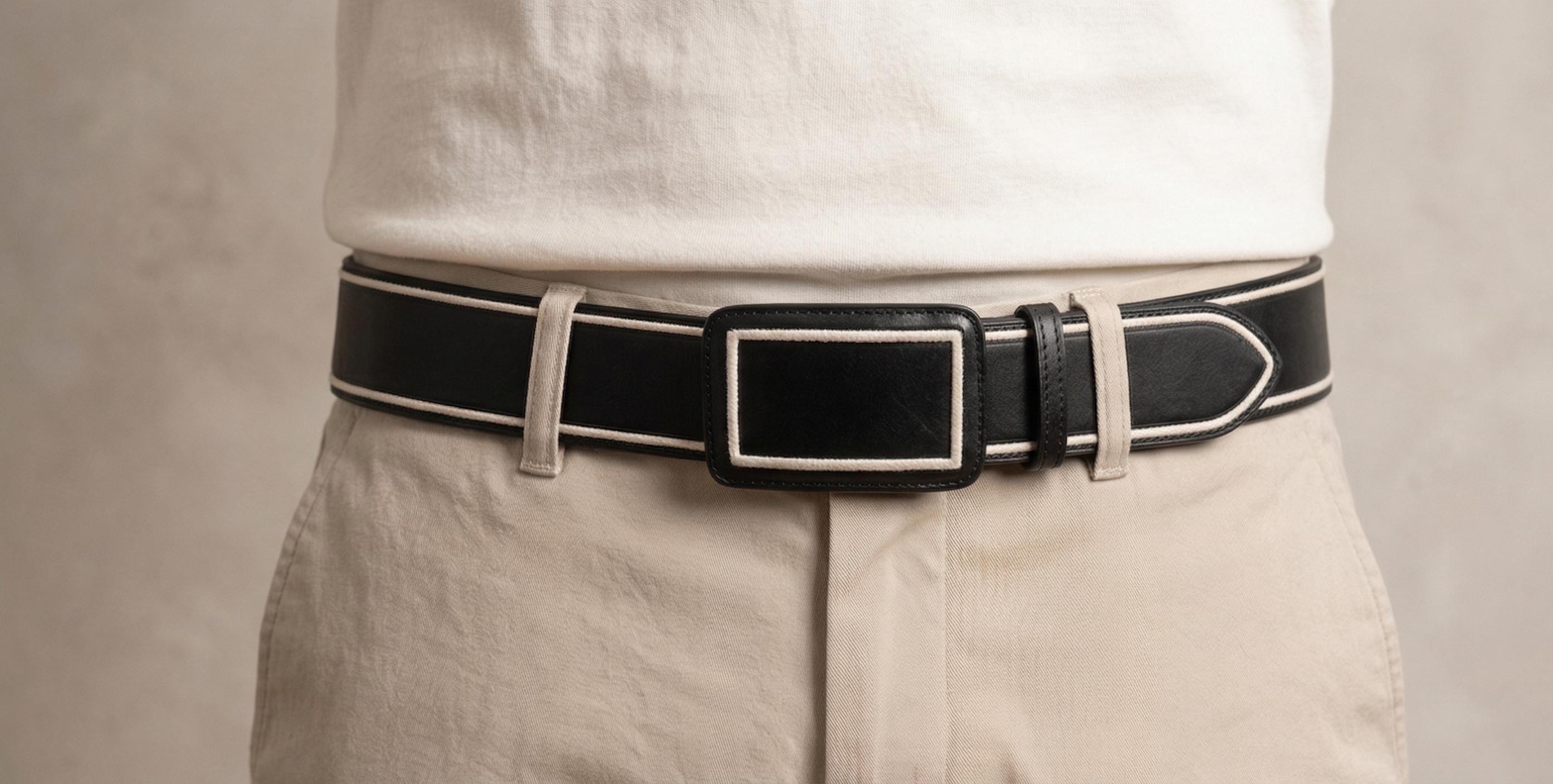 Men's artisanal piteado belt, made of cowhide, genuine handmade leather from Mexico, 50mm, black or honey. Authentic pita embroidery.