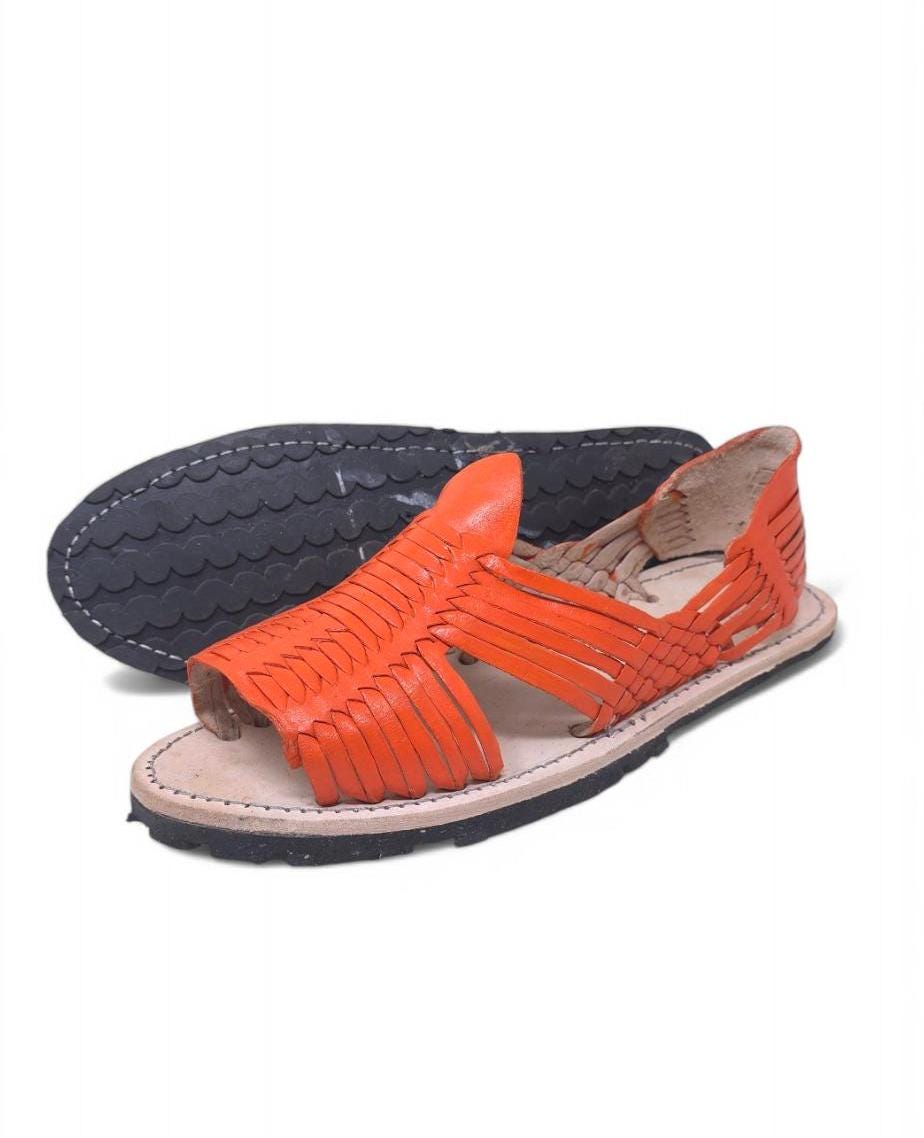 Orange Men's Huaraches - Sizes 7-12 US | Comfortable, Cool, and with Thick Rubber Sole | Eye-Catching Design