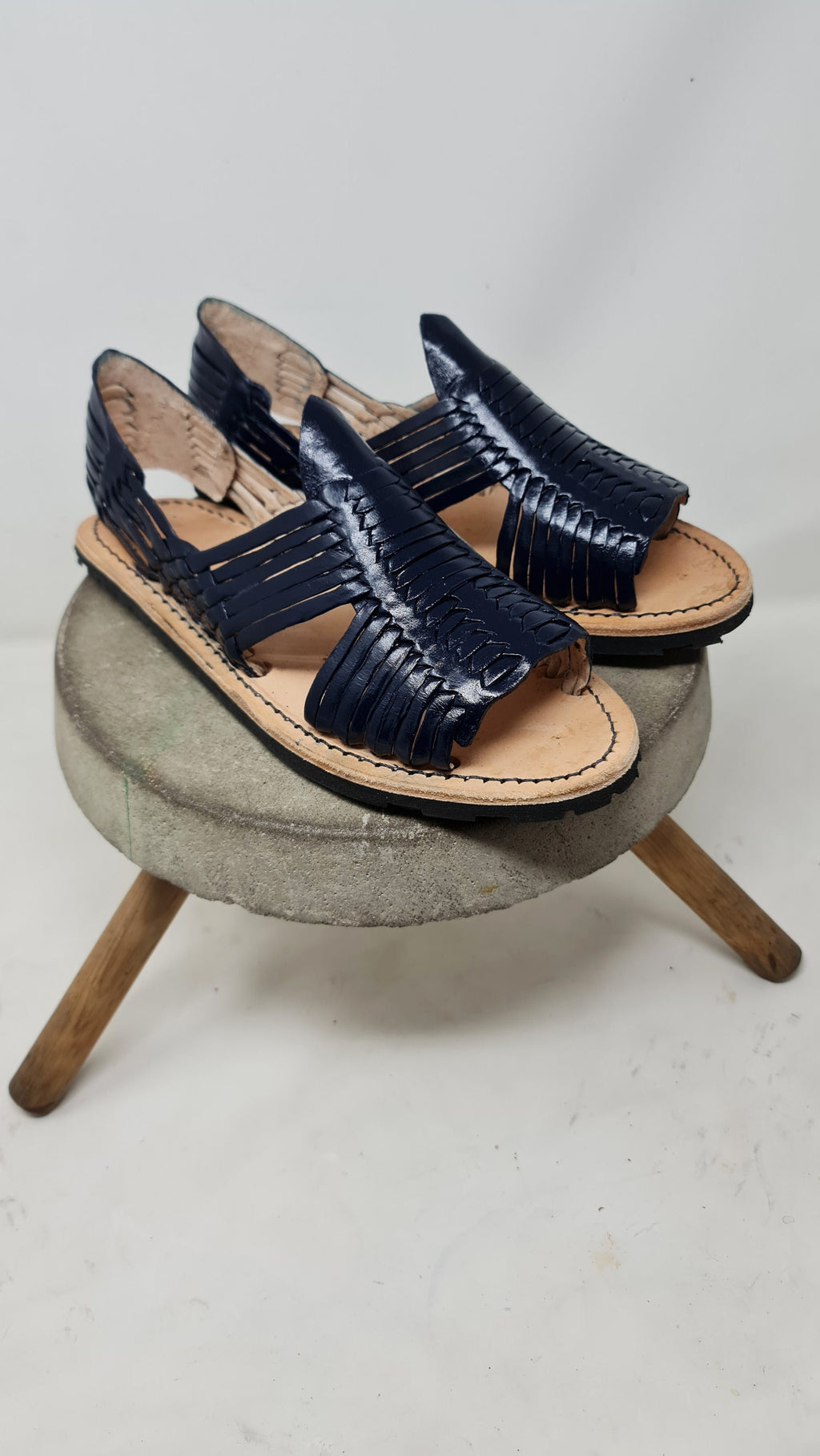 Handmade Huarache Sandals for Men in Navy Blue - Unique and Comfortable Design