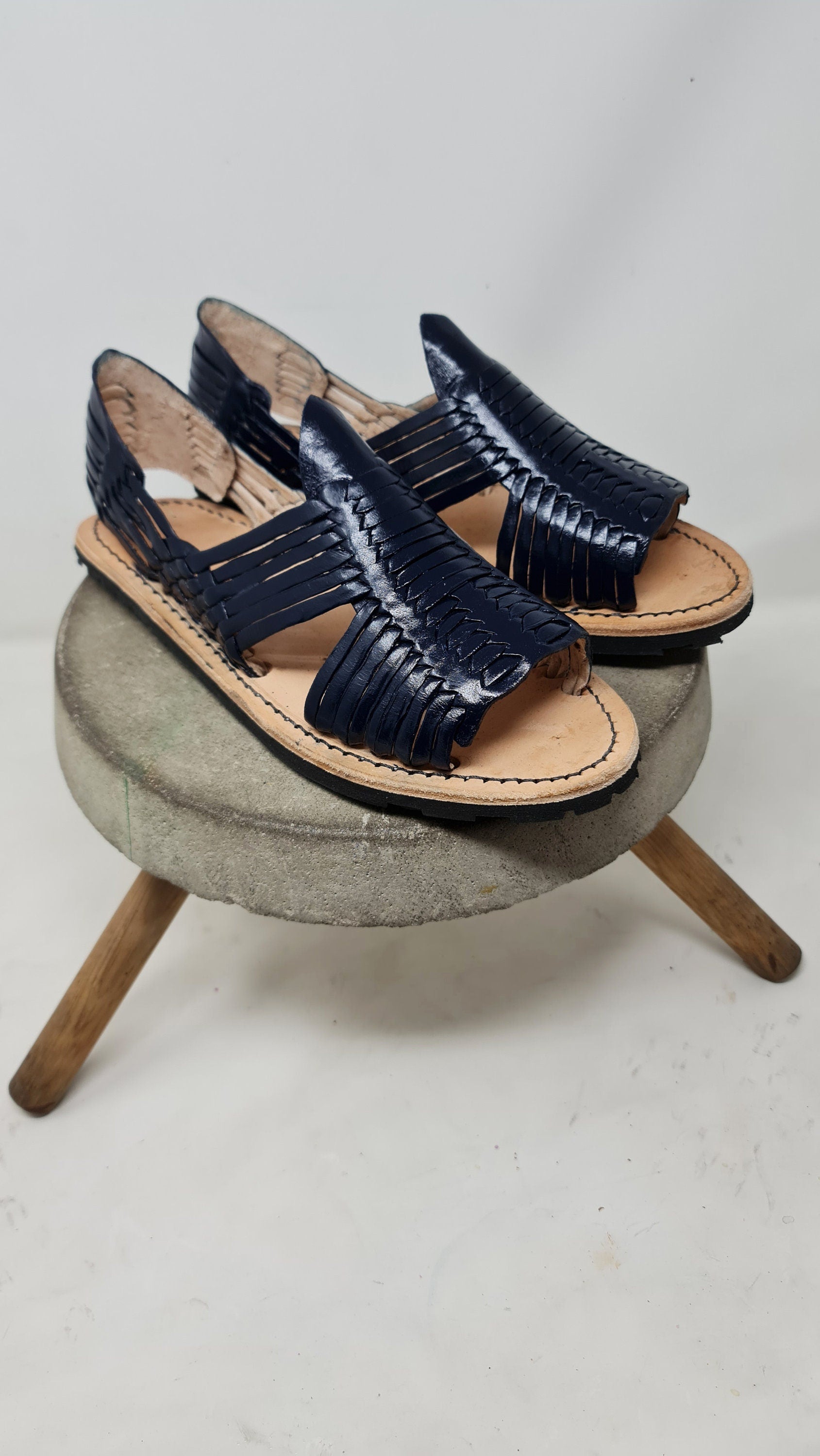 Handmade Huarache Sandals for Men in Navy Blue - Unique and Comfortable Design