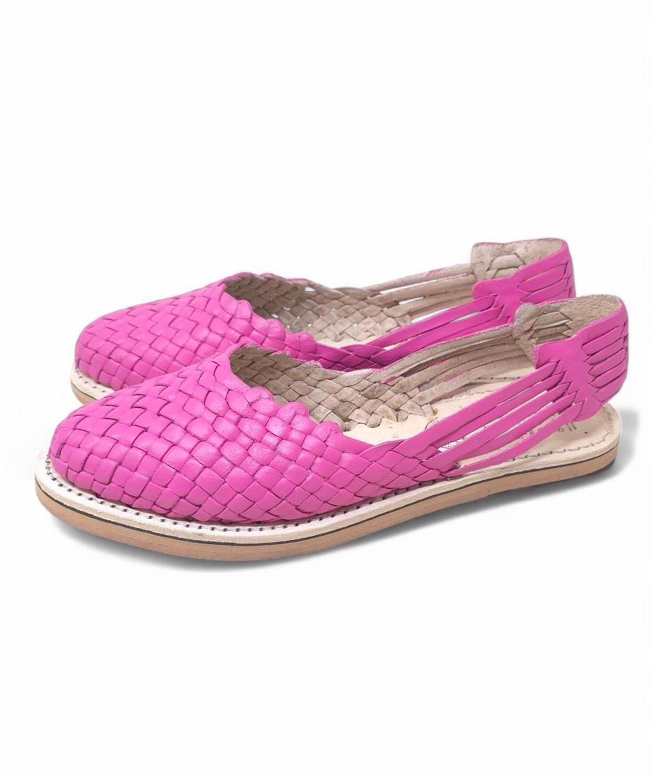 Mexican Huaraches for women in hot pink - Handmade leather sandals - Comfortable and cool footwear - Made in Mexico