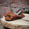 Men's Crossed-Strap Huaraches – Honey or Brown, Tire Sole