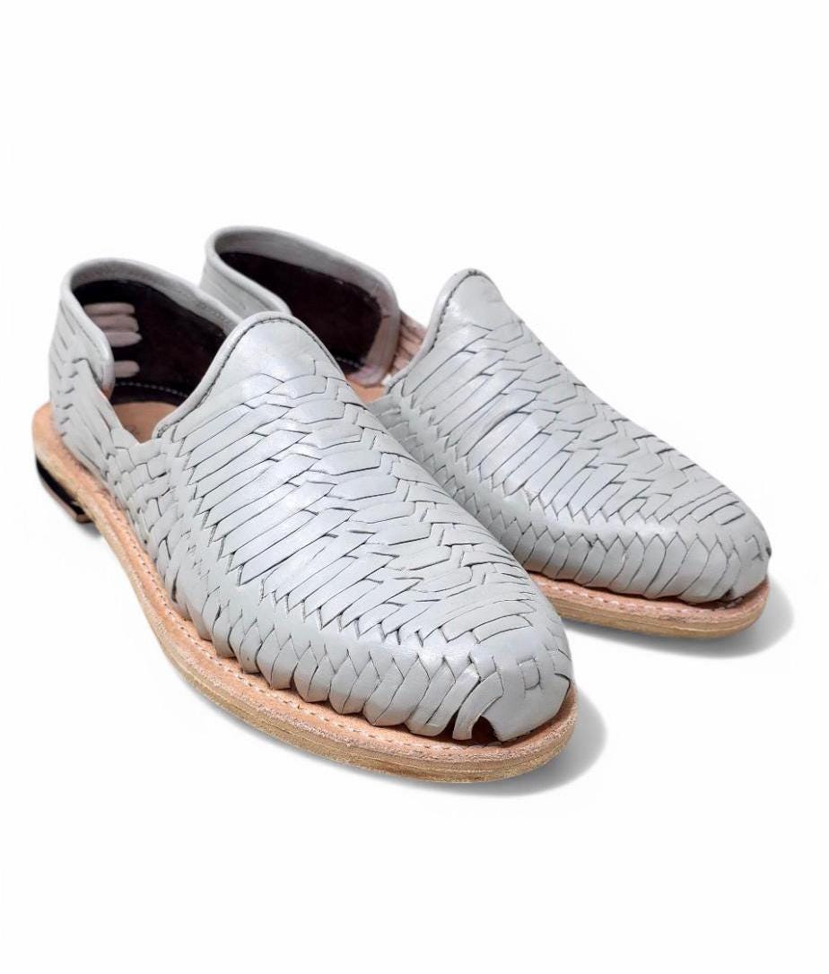 Men's Mexican Huaraches in Bone – Handmade Leather Shoes with Leather Sole