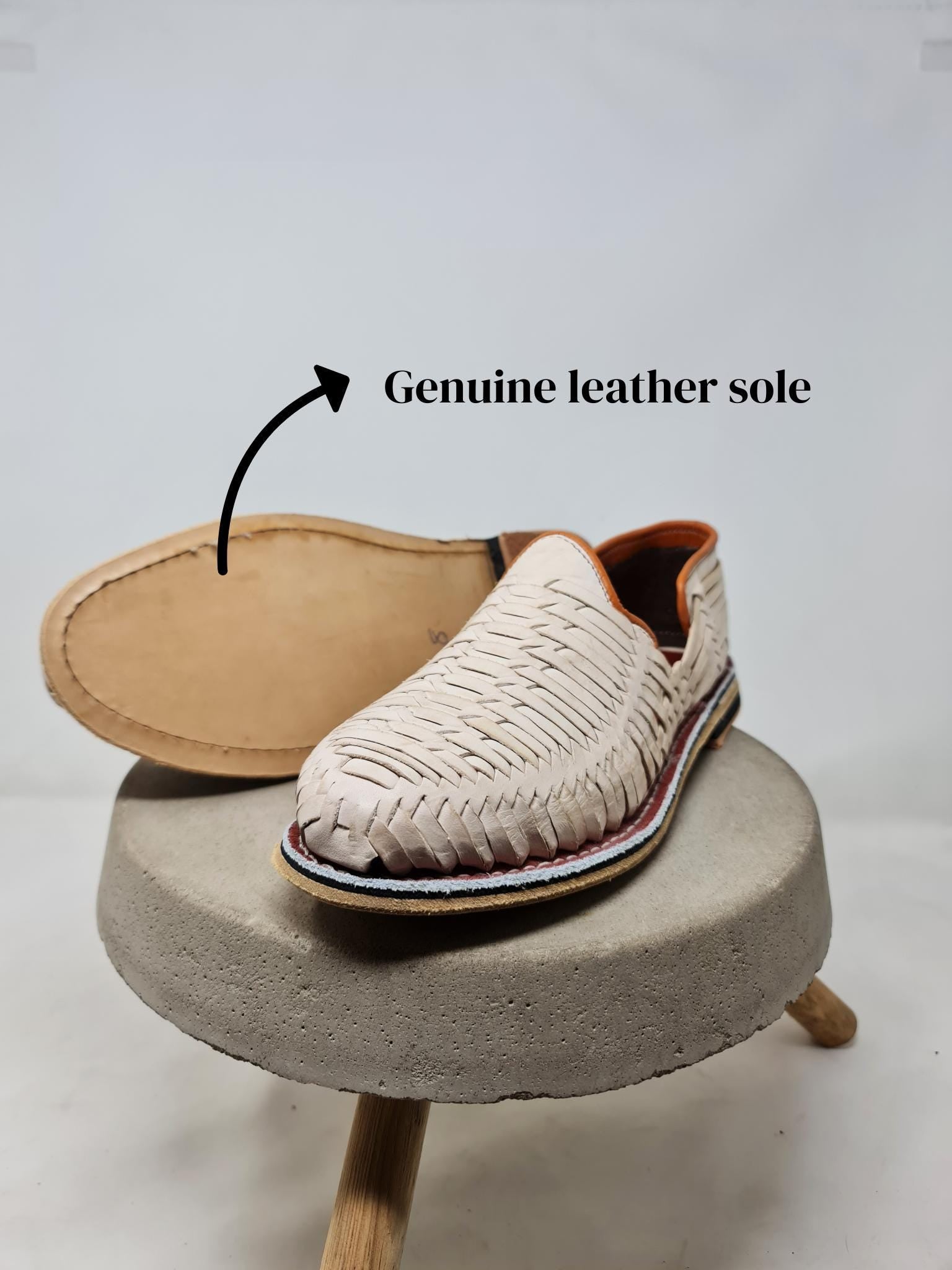 Men's Mexican Huaraches with leather sole - Men's Leather Sandals Mexico. Natural tan color, NOT pure white