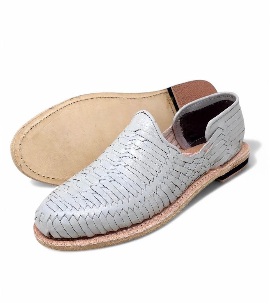 Men's Mexican Huaraches in Bone – Handmade Leather Shoes with Leather Sole