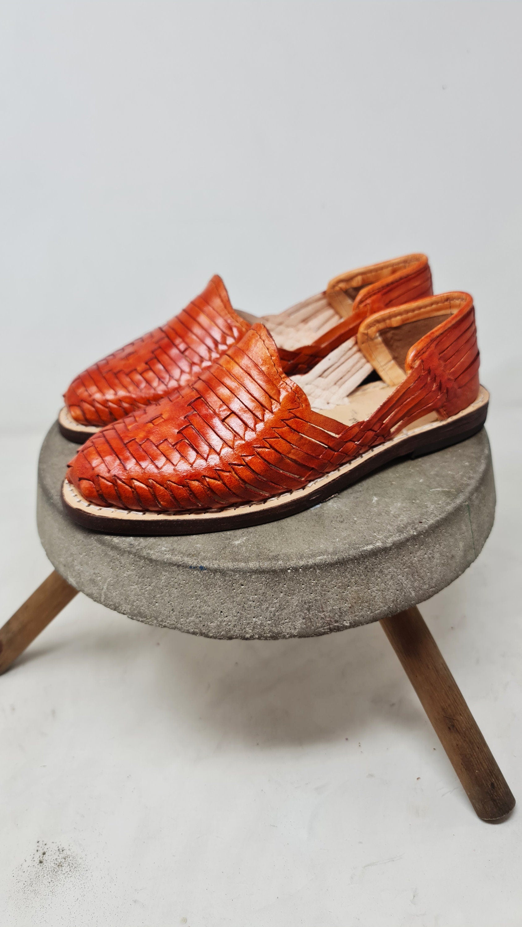 Mexican Huaraches for Women in Oak Color - Leather Sole, Hand-Painted, Exclusive and Authentic, Shipped Directly from Mexico