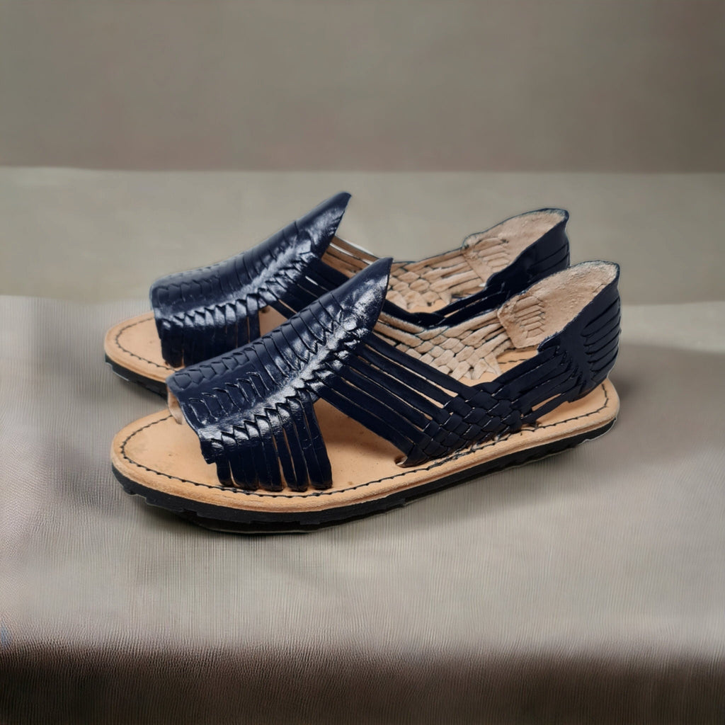 Handmade Huarache Sandals for Men in Navy Blue - Unique and Comfortable Design