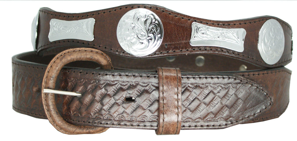 Cinturón vaquero de vaqueta con conchos metálicos tipo moño, cinturón western de piel 40 mm, tallas 34-44