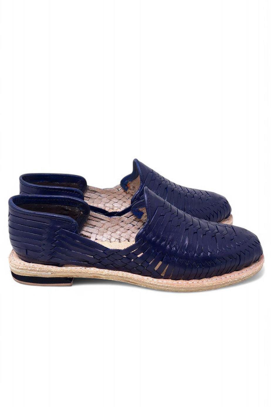 Men's Navy Huaraches – Handcrafted Leather Sandals with Leather Sole – Fresh and Comfortable Shoes