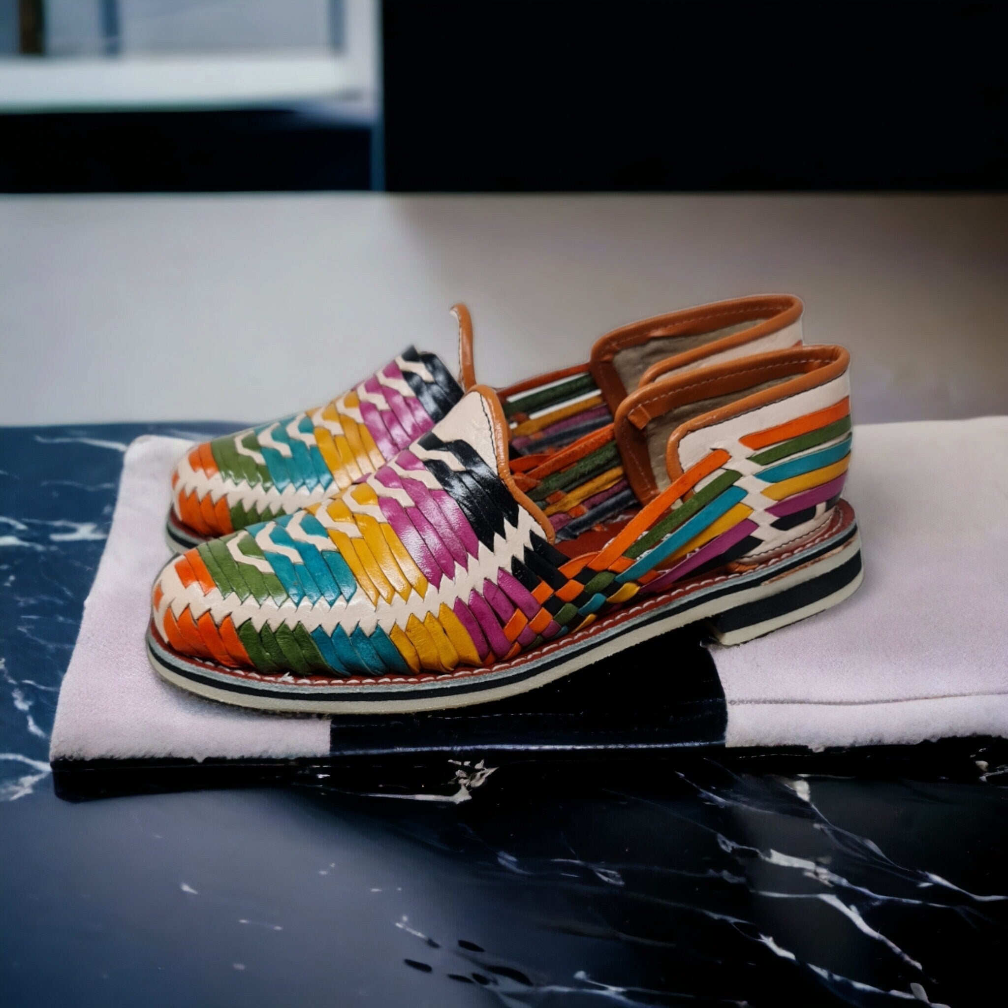 Men's Multicolor Closed-Toe Huaraches | Kwarachi Exclusives | Colorful and Comfortable Design