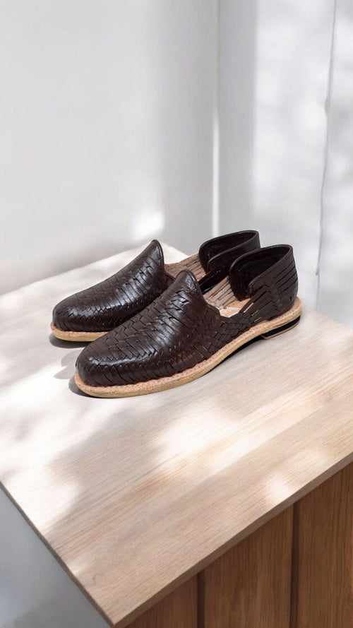 Handmade Rich Brown Leather Huaraches for Men | Comfortable Leather Sole | Mexican Artisan Footwear