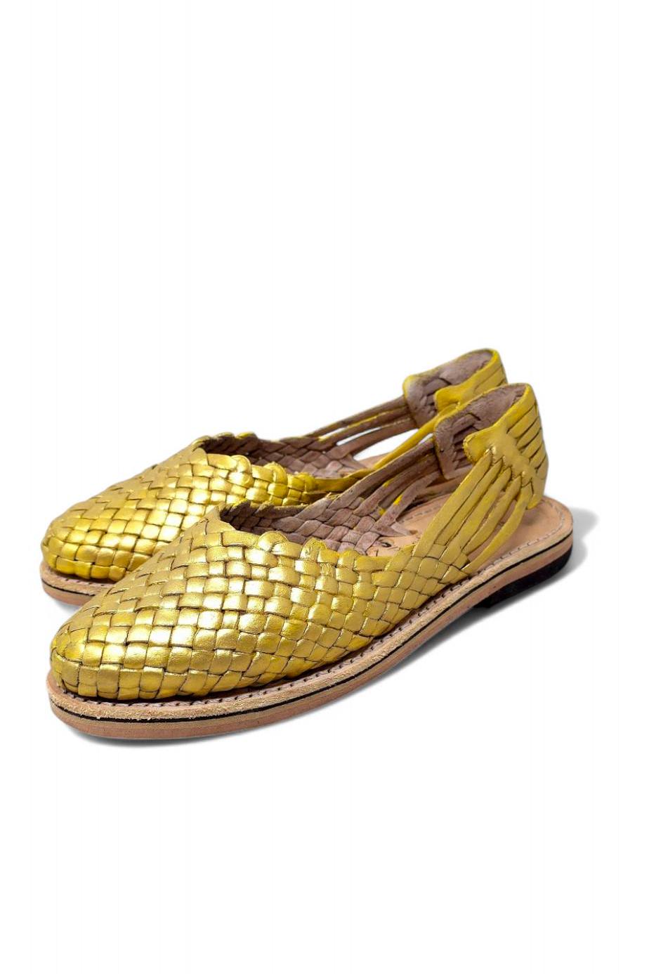 Women's Gold Huaraches – Handcrafted Mexican Leather Sandals – Comfortable and Cool Shoes – Handmade in Mexico
