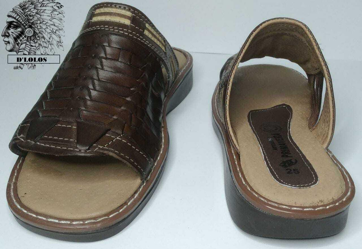 Men's honey or brown mule huaraches handmade in Mexico, Kwarachi