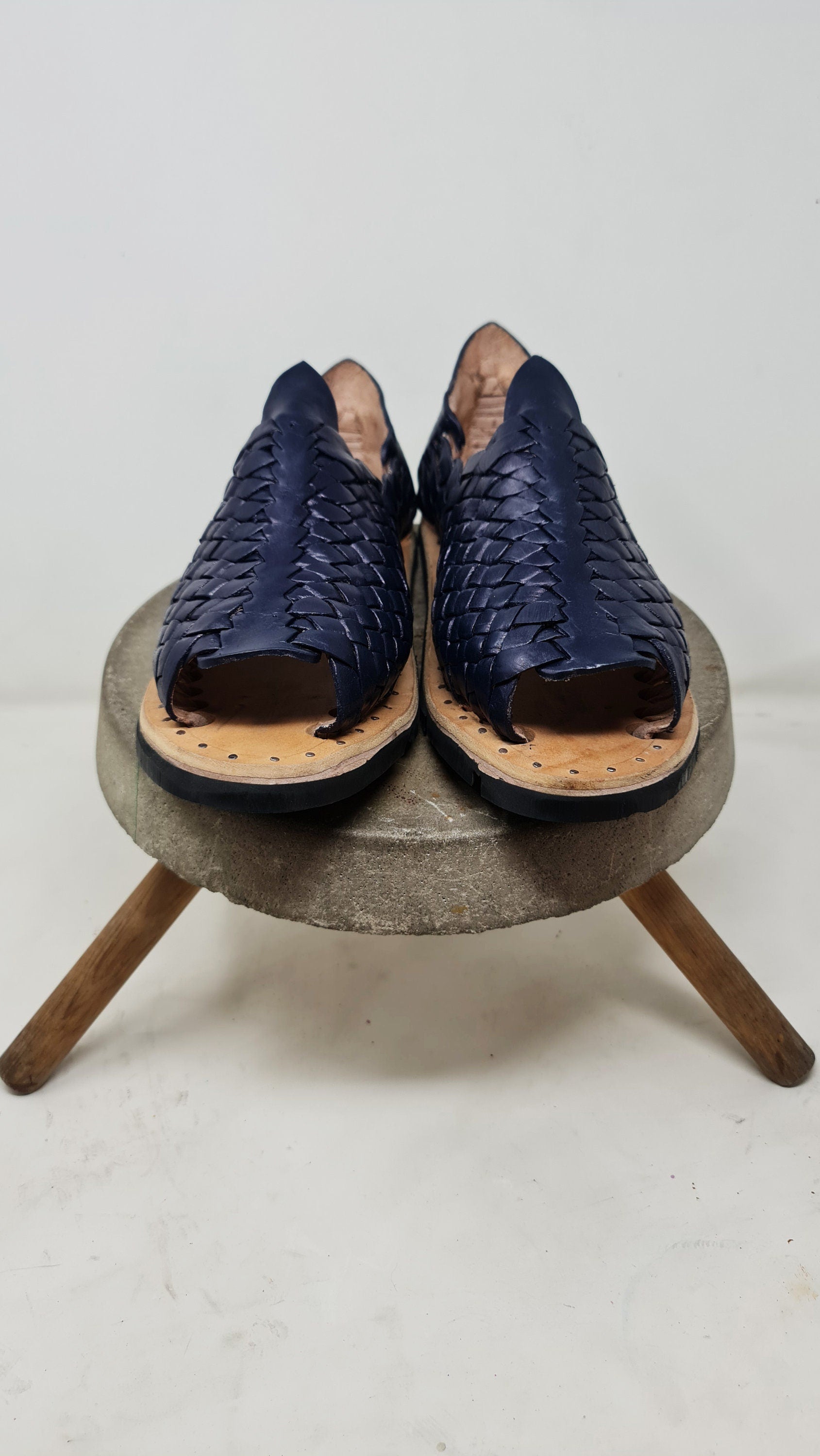 Men's Navy Huaraches Petatillo - Tire Sole and Nailed - Durable Mexican Footwear - Direct Shipping from Mexico