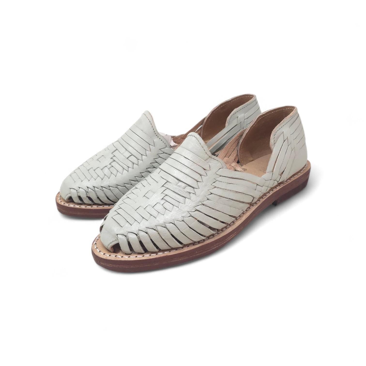 Mexican Huaraches Bone closed toe genuine leather cowhide sole for women handmade in Mexico