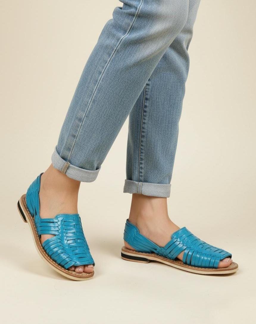 Women's Open-Toe Mexican Huaraches in Blue