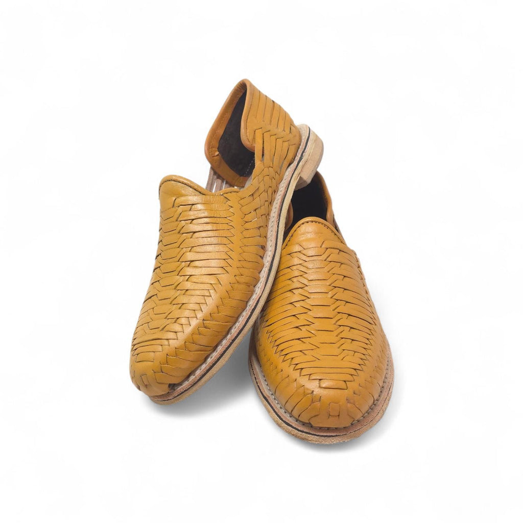 Mexican Huaraches for Men Closed Toe Mustard Genuine Leather Leather Sole Handmade in Mexico
